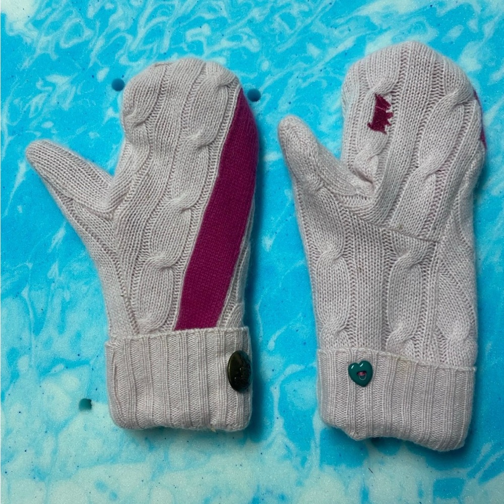 Juicy Couture Cream and Pink Mittens Cozy Accessories
